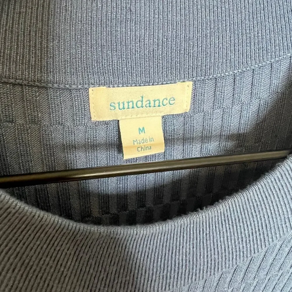 SUNDANCE Nature's Hue High Neck Ruffle Sleeve Midi Dress Blue Medium - Picture 10 of 14